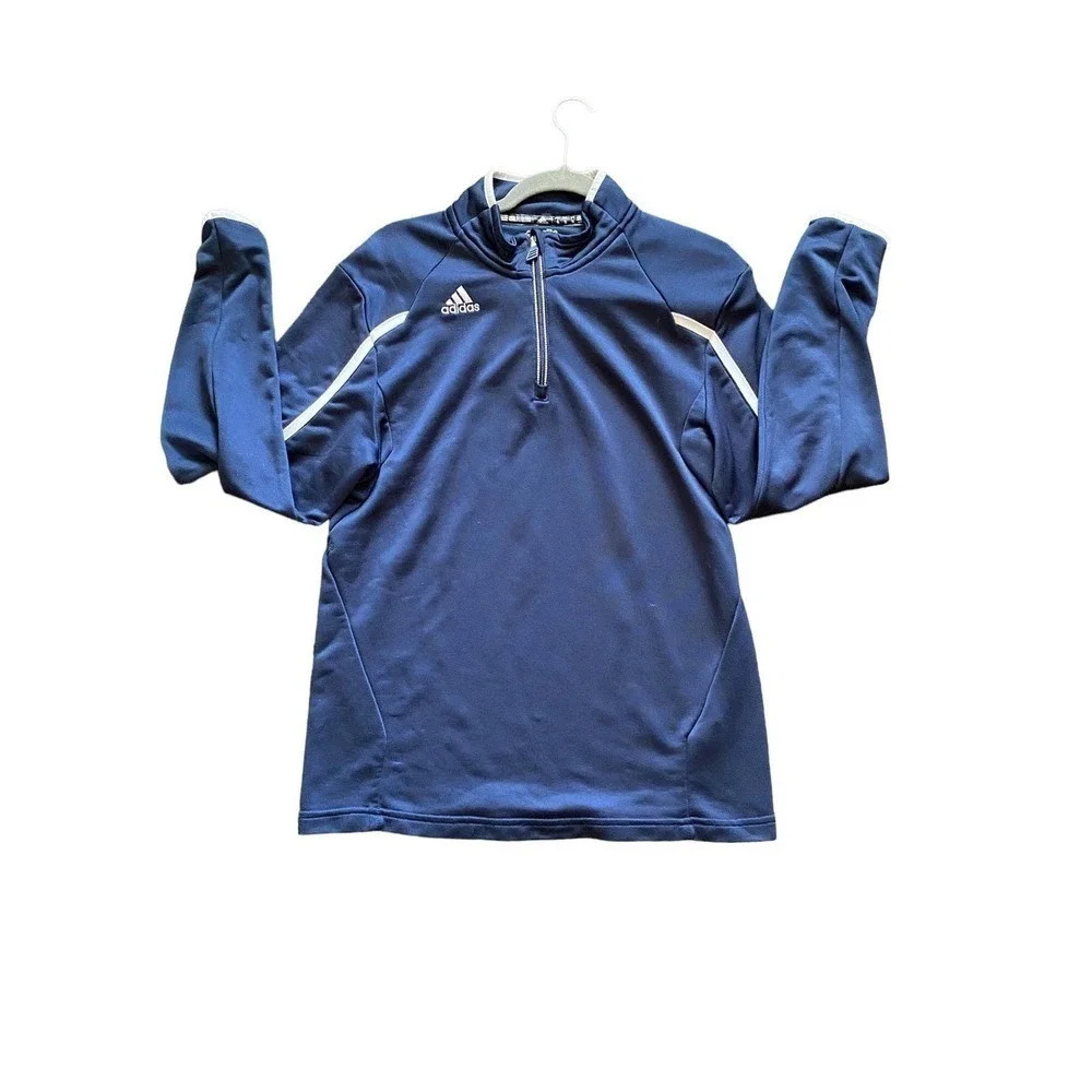 Adidas Climate Golf Pull Over Mens Long Sleeve Size Small Blue White Athletic - Picture 3 of 11